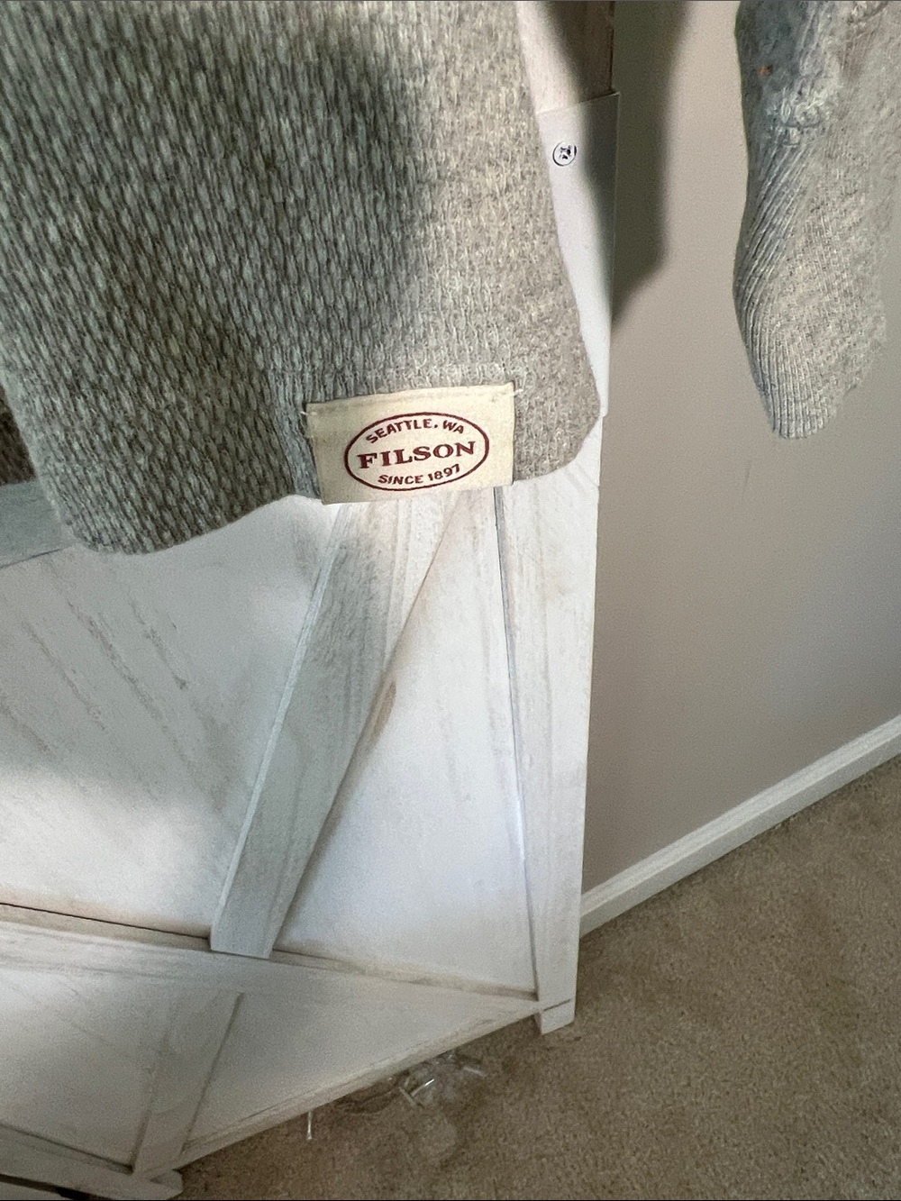 Filson Men's Heather Gray Thermal Henley Pullover - Picture 3 of 4